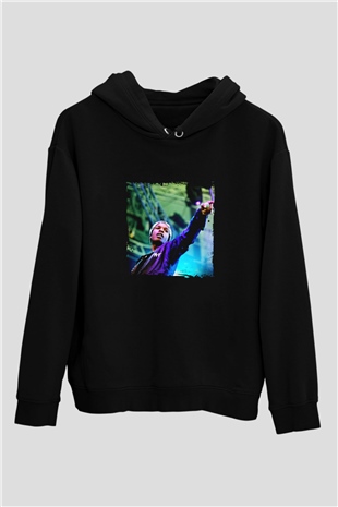 ASAP Rocky Baskılı Unisex Siyah Hoodie