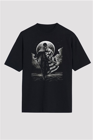 Asap Rocky Baskılı Unisex Siyah Oversize Tişört - Tshirt