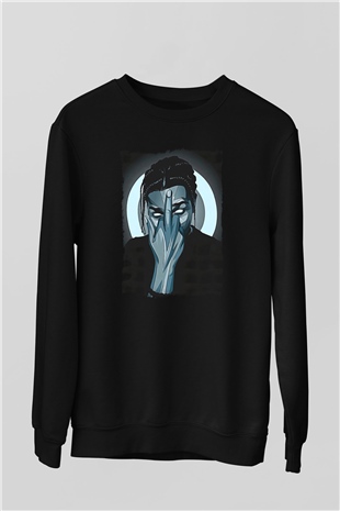 Asap Rocky Baskılı Unisex Siyah Sweatshirt