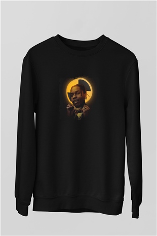 ASAP Rocky Baskılı Unisex Siyah Sweatshirt