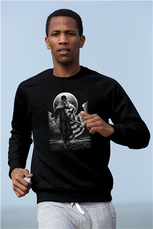 Asap Rocky Baskılı Unisex Siyah Sweatshirt