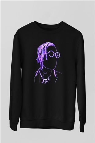 Asap Rocky Baskılı Unisex Siyah Sweatshirt