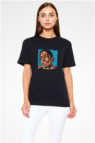 ASAP Rocky Baskılı Unisex Siyah Tişört