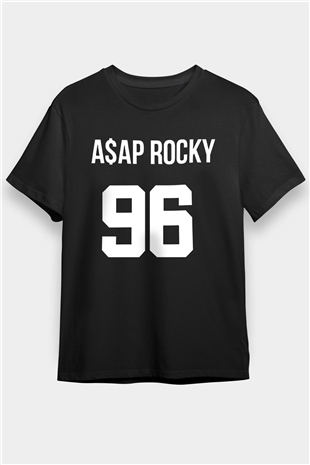 Asap Rocky Baskılı Unisex Siyah Tişört - Tshirt