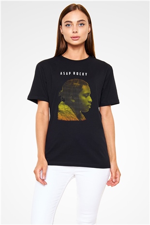 Asap Rocky Baskılı Unisex Siyah Tişört - Tshirt