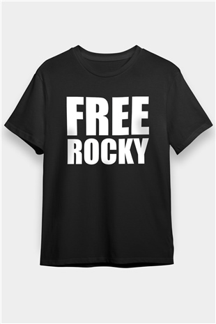 Asap Rocky Baskılı Unisex Siyah Tişört - Tshirt