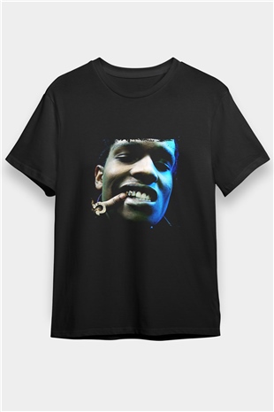 ASAP Rocky Baskılı Unisex Siyah Tişört