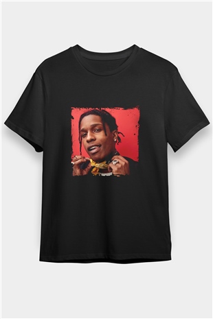 ASAP Rocky Baskılı Unisex Siyah Tişört