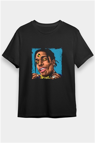 ASAP Rocky Baskılı Unisex Siyah Tişört