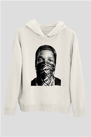 ASAP Rocky Beyaz Unisex Kapşonlu Sweatshirt