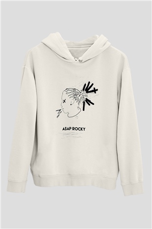 ASAP Rocky Beyaz Unisex Kapşonlu Sweatshirt