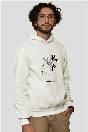 ASAP Rocky Beyaz Unisex Kapşonlu Sweatshirt