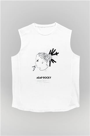 ASAP Rocky Beyaz Unisex Kolsuz Tişört