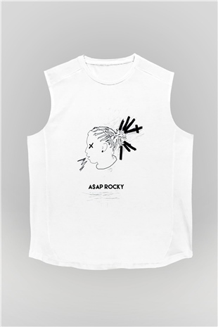 ASAP Rocky Beyaz Unisex Kolsuz Tişört