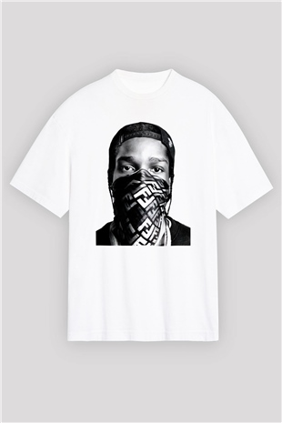 ASAP Rocky Beyaz Unisex Oversize Tişört T-Shirt