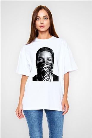 ASAP Rocky Beyaz Unisex Oversize Tişört T-Shirt