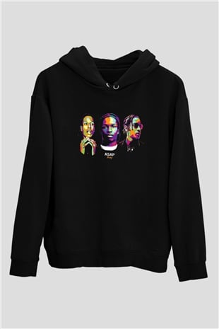 ASAP Rocky Siyah Unisex Kapüşonlu Sweatshirt