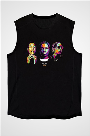 ASAP Rocky Siyah Unisex Kolsuz Tişört