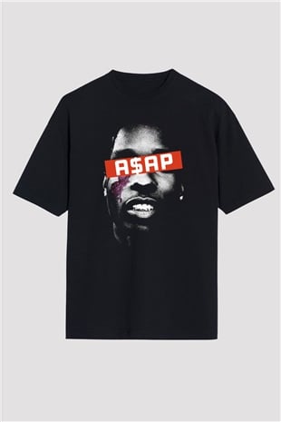 ASAP Rocky Siyah Unisex Oversize Tişört T-Shirt