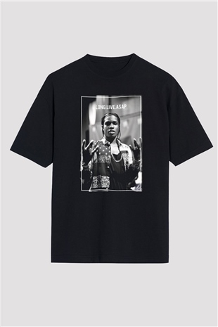 ASAP Rocky Siyah Unisex Oversize Tişört T-Shirt