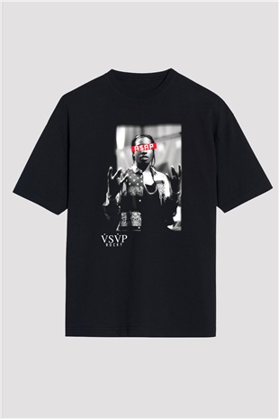 Asap Rocky Siyah Unisex Oversize Tişört T-Shirt