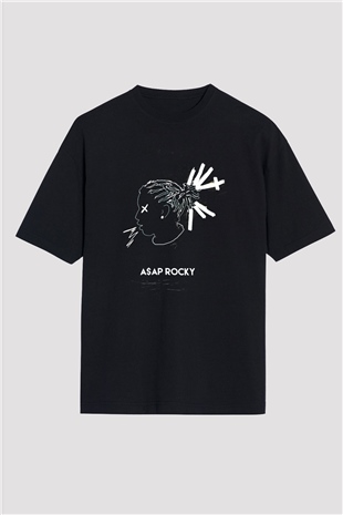 ASAP Rocky Siyah Unisex Oversize Tişört T-Shirt