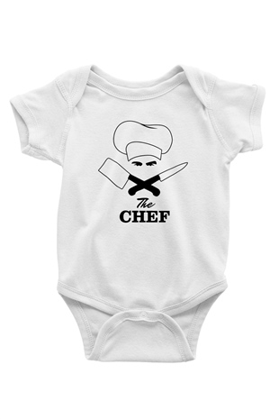 Aşçı Baskılı Beyaz Unisex Bebek Body - Zıbın