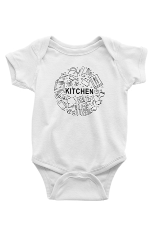 Aşçı Baskılı Beyaz Unisex Bebek Body - Zıbın