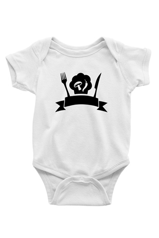 Aşçı Baskılı Beyaz Unisex Bebek Body - Zıbın