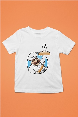 Aşçı Baskılı Beyaz Unisex Çocuk Tişört