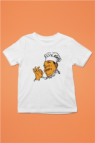Aşçı Baskılı Beyaz Unisex Çocuk Tişört