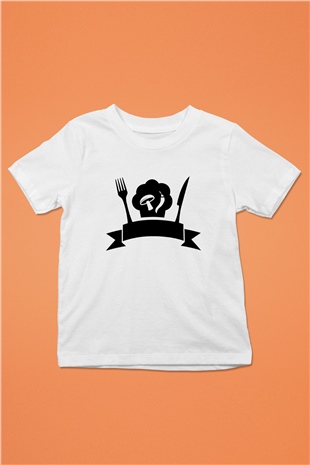 Aşçı Baskılı Beyaz Unisex Çocuk Tişört