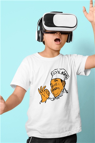 Aşçı Baskılı Beyaz Unisex Çocuk Tişört