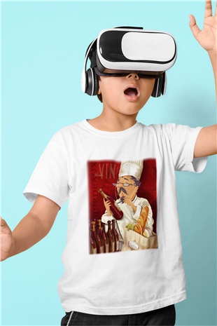 Aşçı Baskılı Beyaz Unisex Çocuk Tişört