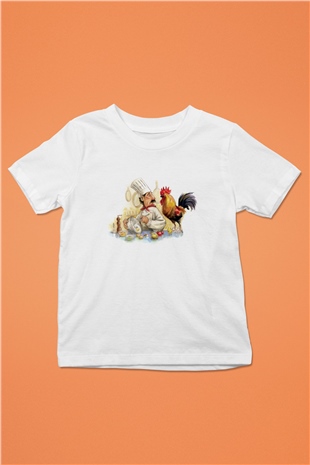 Aşçı Baskılı Beyaz Unisex Çocuk Tişört