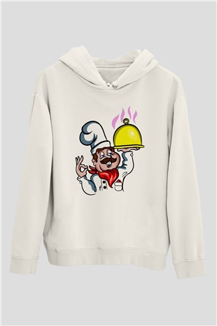 Aşçı Beyaz Unisex Hoodie