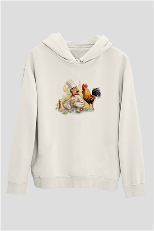 Aşçı Beyaz Unisex Hoodie