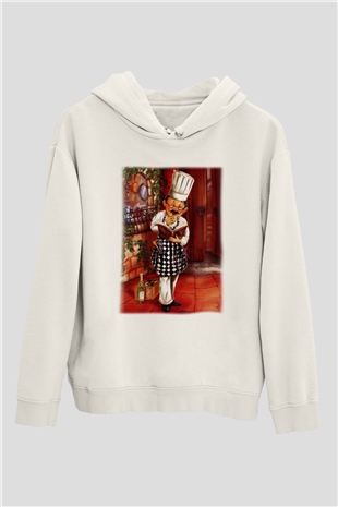 Aşçı Beyaz Unisex Hoodie