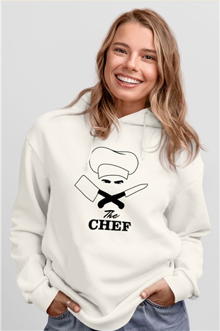 Aşçı Beyaz Unisex Hoodie