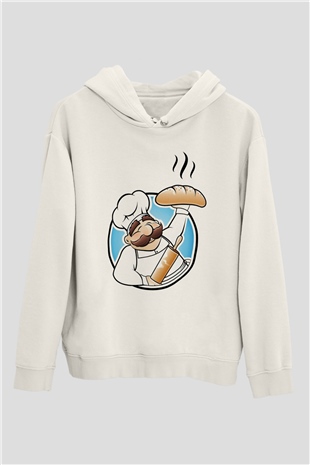Aşçı Beyaz Unisex Hoodie