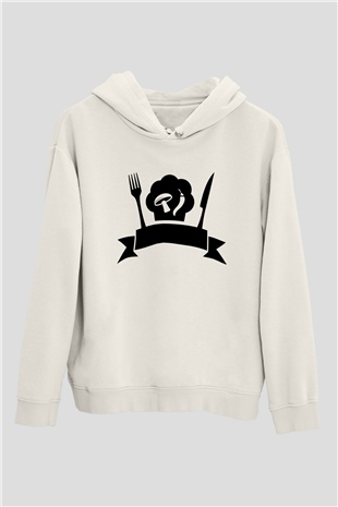 Aşçı Beyaz Unisex Hoodie