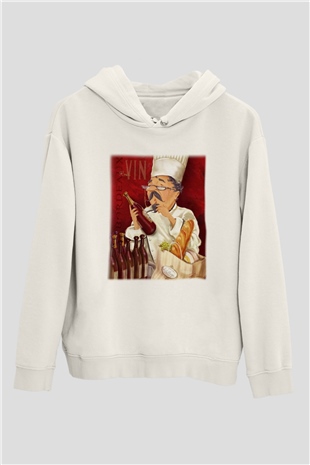 Aşçı Beyaz Unisex Hoodie