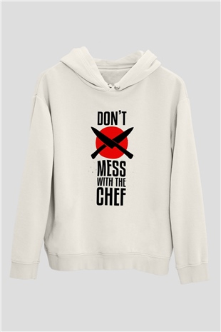 Aşçı Beyaz Unisex Kapüşonlu Sweatshirt