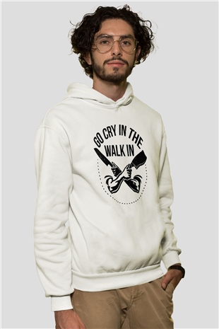 Aşçı Beyaz Unisex Kapüşonlu Sweatshirt