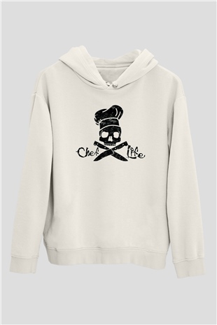 Aşçı Beyaz Unisex Kapüşonlu Sweatshirt