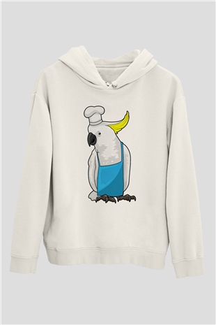 Aşçı Beyaz Unisex Kapüşonlu Sweatshirt
