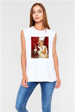 Aşçı Beyaz Unisex Kolsuz Tişört