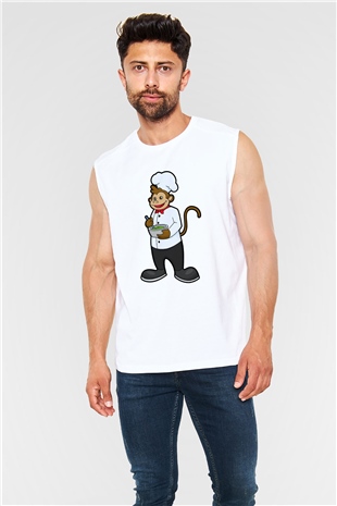 Aşçı Beyaz Unisex Kolsuz Tişört