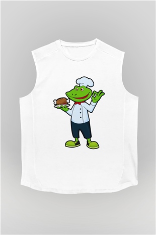 Aşçı Beyaz Unisex Kolsuz Tişört