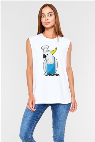 Aşçı Beyaz Unisex Kolsuz Tişört